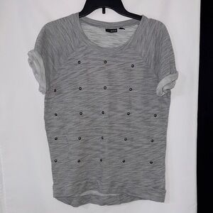 a.n.a Gray Studded Short Sleeve Tunic